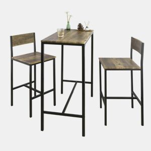 Conjunto de mesa de bar alta e 2 bancos de estilo industrial com encostos OGT03-XL SoBuy PT