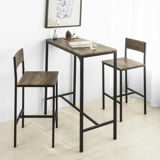 Conjunto de mesa de bar alta e 2 bancos de estilo industrial com encostos OGT03-XL SoBuy PT
