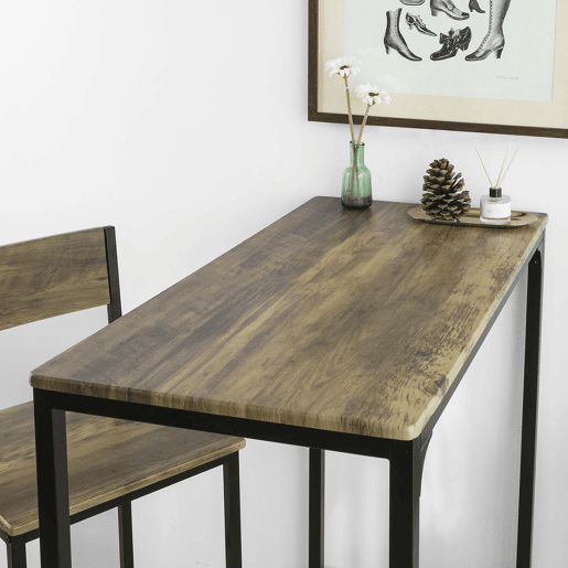 Conjunto de mesa de bar alta e 2 bancos de estilo industrial com encostos OGT03-XL SoBuy PT