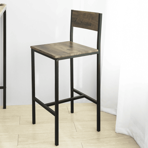 Conjunto de mesa de bar alta e 2 bancos de estilo industrial com encostos OGT03-XL SoBuy PT