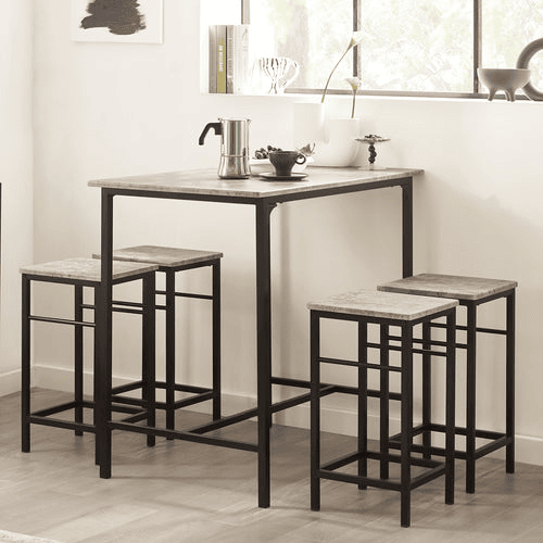Conjunto de mesa de bar alta e 4 bancos estilo industrial 4 cadeiras OGT11-HG SoBuy PT