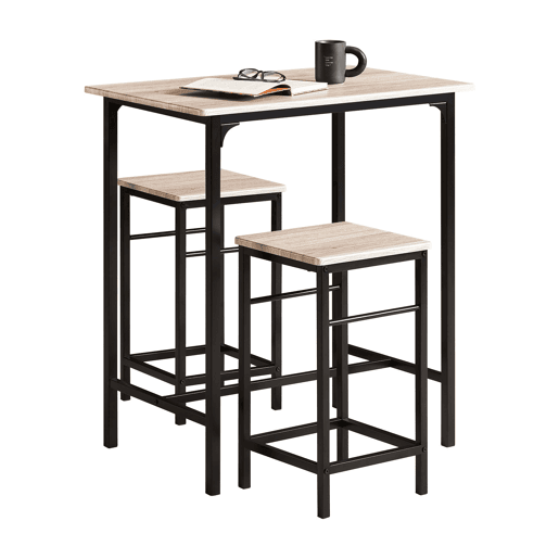 Conjunto Mesa de bar alta e 2 bancos Mesa de jantar de estilo industrial, 2 cadeiras OGT10-N SoBuy PT