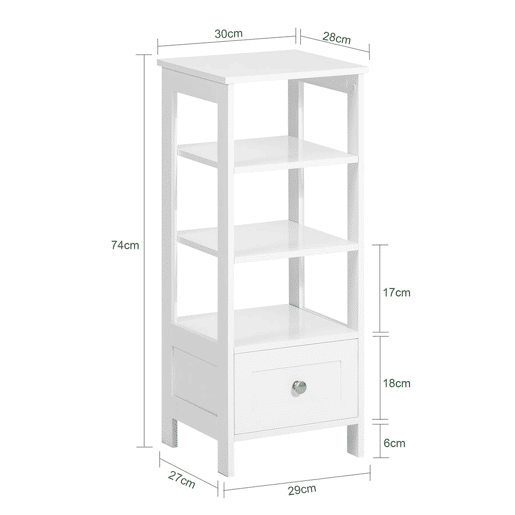 Mesa de apoio alta Mesa de cabeceira com 1 gaveta e 3 níveis Mesa de sala de jantar FBT91-W SoBuy PT