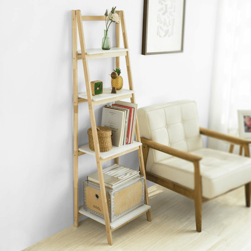 Estante moderna com níveis, estante de livros, prateleira de parede, prateleira dobrável de 4 níveis, FRG162-N SoBuy PT