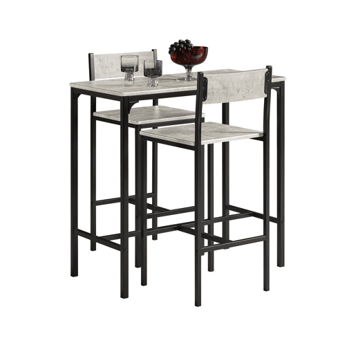 Conjunto de mesa de bar alta e 2 bancos com encostos Mesa de jantar de estilo industrial OGT03-HG SoBuy PT