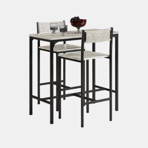 Conjunto de mesa de bar alta e 2 bancos com encostos Mesa de jantar de estilo industrial OGT03-HG SoBuy PT