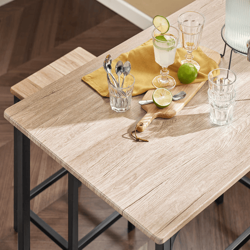 Conjunto de mesa de bar alta e 4 bancos estilo industrial 4 cadeiras OGT11-N SoBuy