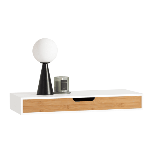 Prateleira de parede com gaveta, Prateleira de estilo moderno para sala de estar FRG93-WN SoBuy PT