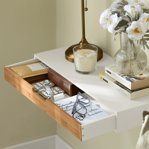 Prateleira de parede com gaveta, Prateleira de estilo moderno para sala de estar FRG93-WN SoBuy PT