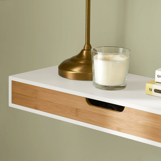Prateleira de parede com gaveta, Prateleira de estilo moderno para sala de estar FRG93-WN SoBuy PT