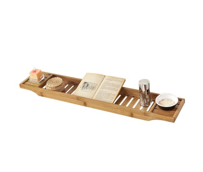 Bandeja de bambú para bañera,estante de baño con soporte para libro, ipad y móvil frg212-n sobuy es