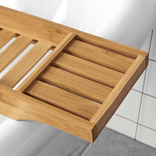Bandeja de banho em bambu, prateleira de casa de banho com suporte para livros, iPad e telemóvel FRG212-N SoBuy PT