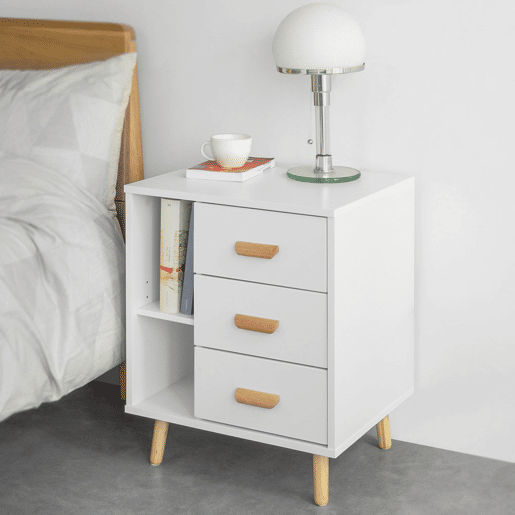 SoBuy Mesa de cabeceira com 3 gavetas e 3 prateleiras Mesa de apoio Mesa de apoio para sala de jantar FBT95-W
