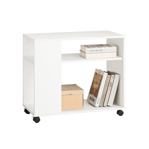 SoBuy Mesa de apoio com 2 prateleiras, consola, mesa de cabeceira com rodas FBT34-W