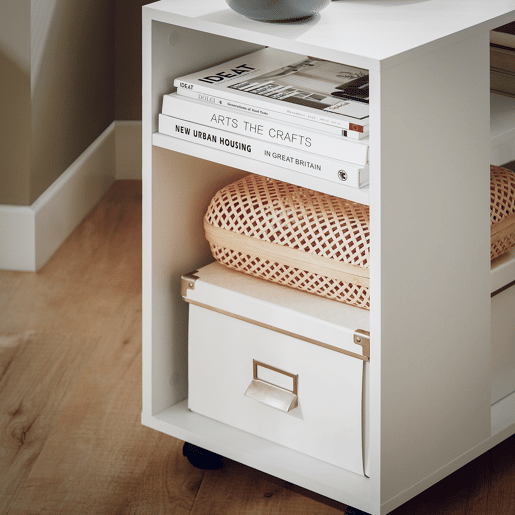 SoBuy Mesa de apoio com 2 prateleiras, consola, mesa de cabeceira com rodas FBT34-W