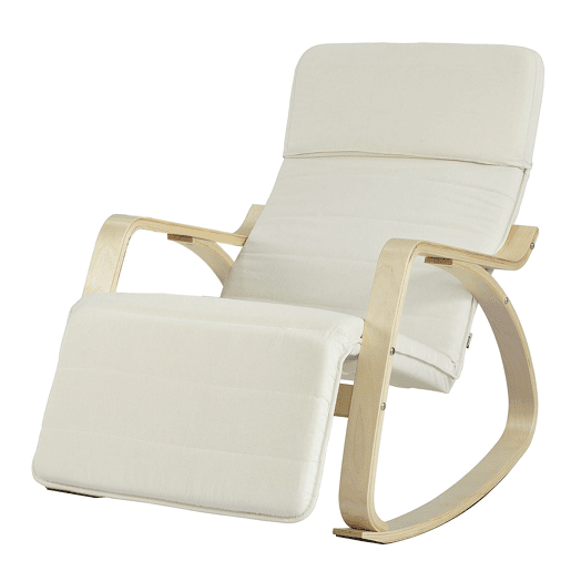 Cadeira de relaxamento, cadeira de baloiço (apoio de pernas ajustável), cadeira de relaxamento FST16-W SoBuy PT