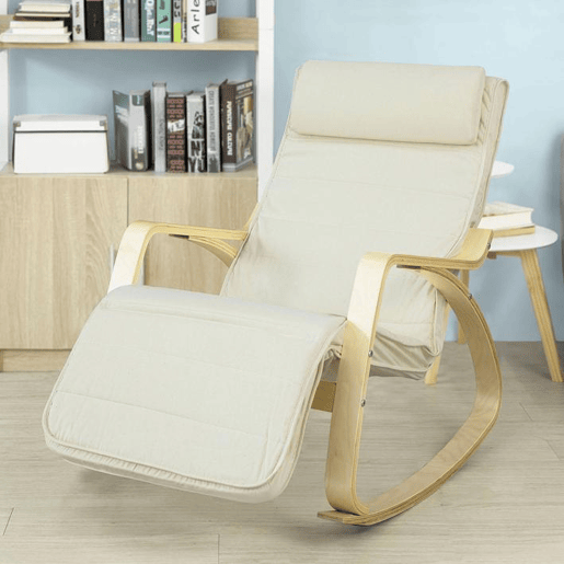 Cadeira de relaxamento, cadeira de baloiço (apoio de pernas ajustável), cadeira de relaxamento FST16-W SoBuy PT