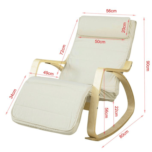 Cadeira de relaxamento, cadeira de baloiço (apoio de pernas ajustável), cadeira de relaxamento FST16-W SoBuy PT
