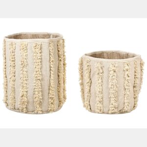 Conjunto de 2 cestos KAKKI Algodão Creme