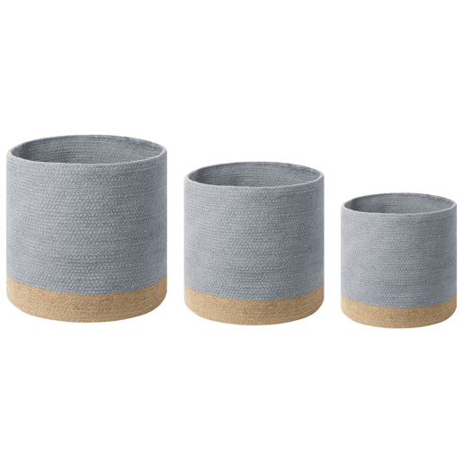 Conjunto de 3 cestos BASIMA Algodão Cinzento