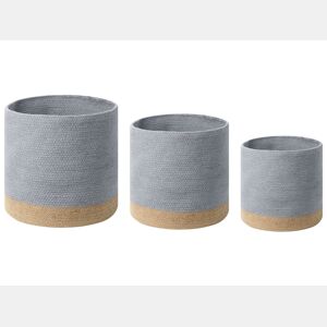 Conjunto de 3 cestos BASIMA Algodão Cinzento