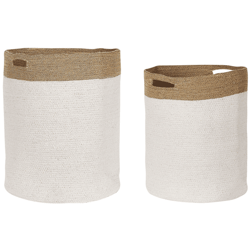 Conjunto de 2 cestos KARDH Algodão Branco Conjunto de 2 cestos KARDH Algodão Branco