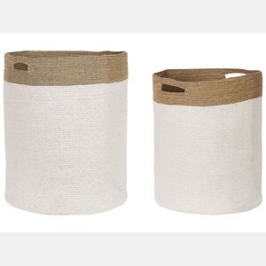 Conjunto de 2 cestos KARDH Algodão Branco