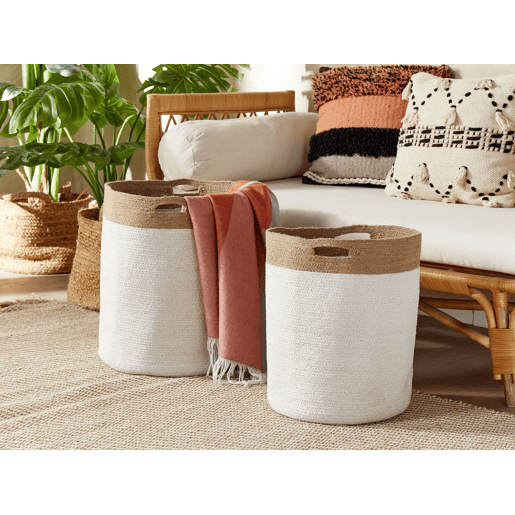 Conjunto de 2 cestos KARDH Algodão Branco Conjunto de 2 cestos KARDH Algodão Branco