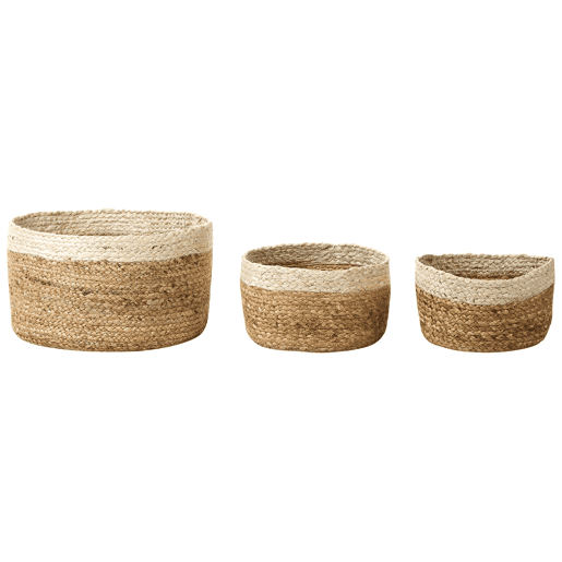 Conjunto de 3 cestos TAJORI Juta Natural