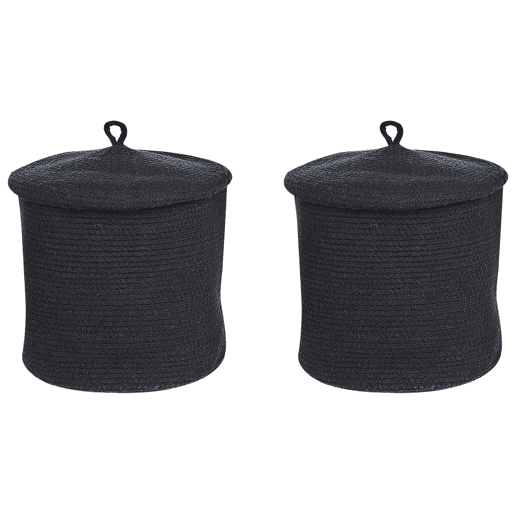Conjunto de 2 cestos SILOPI Algodão Preto Conjunto de 2 cestos SILOPI Algodão Preto