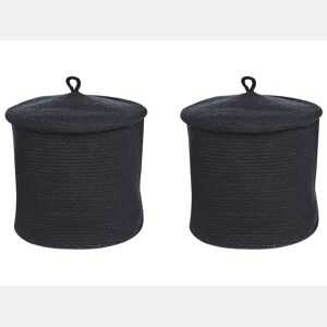 Conjunto de 2 cestos SILOPI Algodão Preto