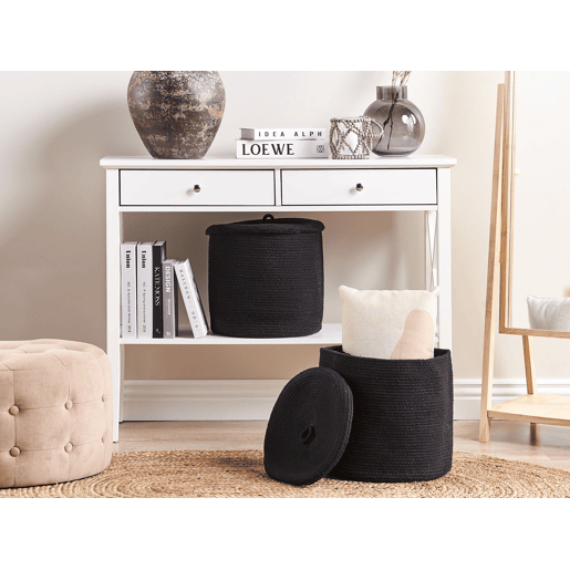 Conjunto de 2 cestos SILOPI Algodão Preto Conjunto de 2 cestos SILOPI Algodão Preto