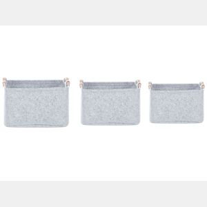 Conjunto de 3 cestos BAYSAI Feltro Cinzento claro
