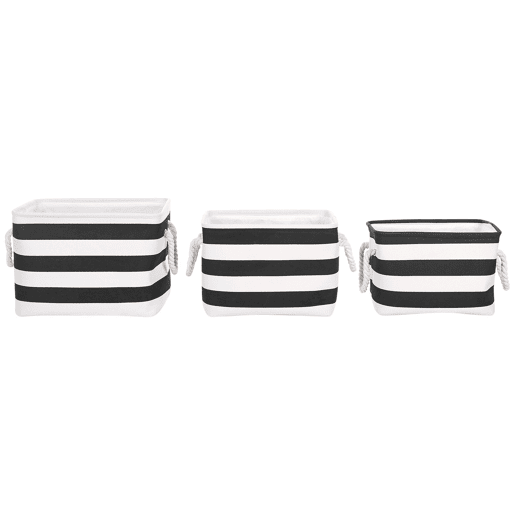 Conjunto de 3 cestos DARQAB Algodão PretoBranco