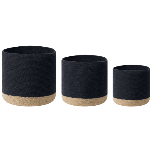 Conjunto de 3 cestos BASIMA Algodão Preto