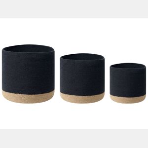 Conjunto de 3 cestos BASIMA Algodão Preto