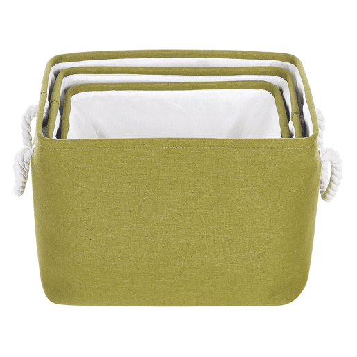 Conjunto de 3 cestos DARQAB Algodão Verde-oliva Conjunto de 3 cestos DARQAB Algodão Verde-oliva