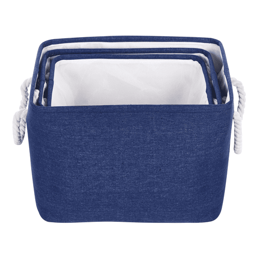 Conjunto de 3 cestos DARQAB Algodão Azul marinho