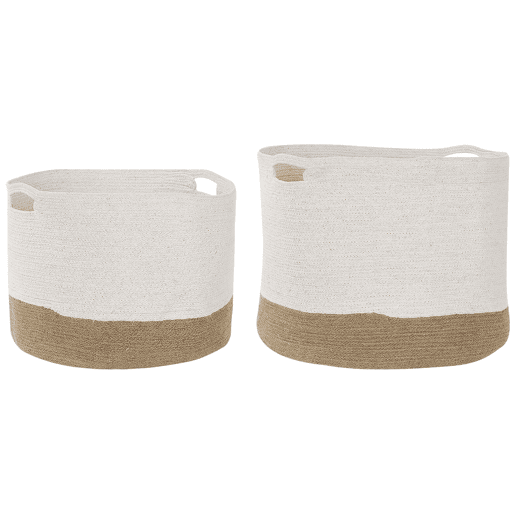Conjunto de 2 cestos KAHAN Algodão Branco Conjunto de 2 cestos KAHAN Algodão Branco