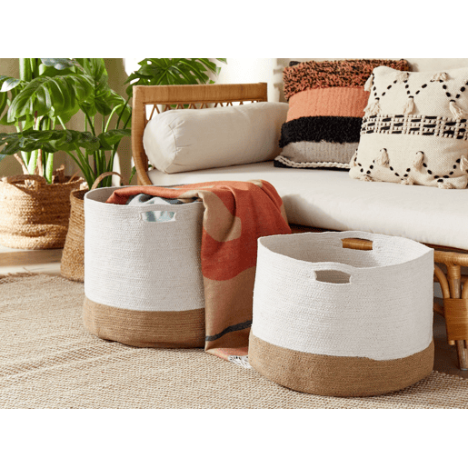 Conjunto de 2 cestos KAHAN Algodão Branco Conjunto de 2 cestos KAHAN Algodão Branco