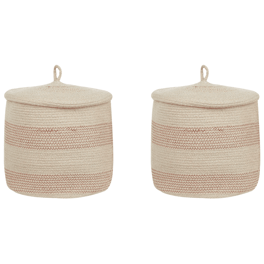 Conjunto de 2 cestos SILOPI Algodão Creme claro Conjunto de 2 cestos SILOPI Algodão Creme claro