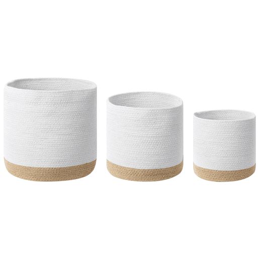 Conjunto de 3 cestos BASIMA Algodão Branco Conjunto de 3 cestos BASIMA Algodão Branco