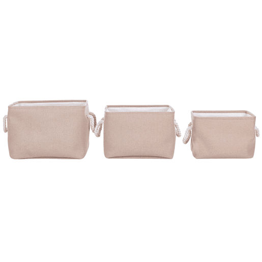 Conjunto de 3 cestos DARQAB Algodão Taupe