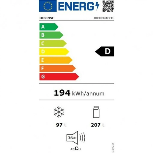 Frigorífico Combinado Hisense RB390N4CCD Aço (186 x 60 cm)