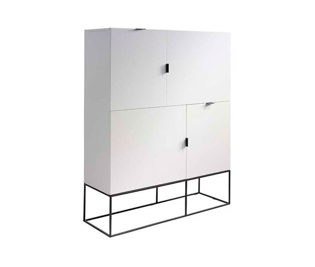 Aparador alto - modelo sana - mdf - patas y tiradores metal negro 120x41x150h cm