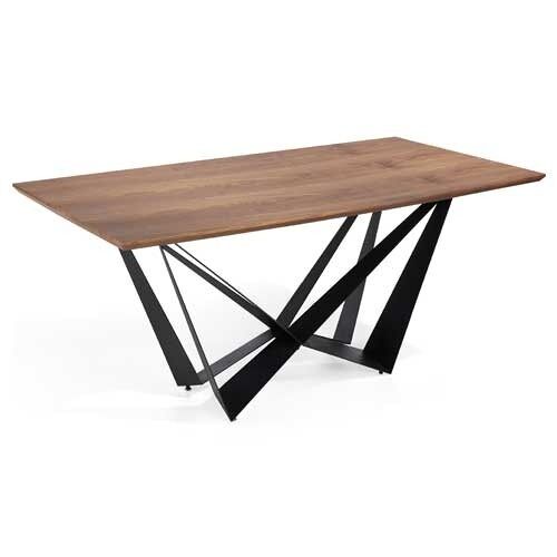 Mesa de Comedor Rectangular - Modelo SINDE - Sobre Madera Nogal - Estructura Metal Negro MEDIDAS 200 X 100 X 75H CM