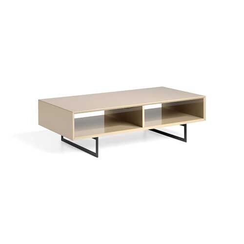Mesa de Centro rectangular MDF - Modelo RIO - 2 Compartimentos abiertos - Patas Metal Negras MEDIDAS 120 X 60 X 35 CM