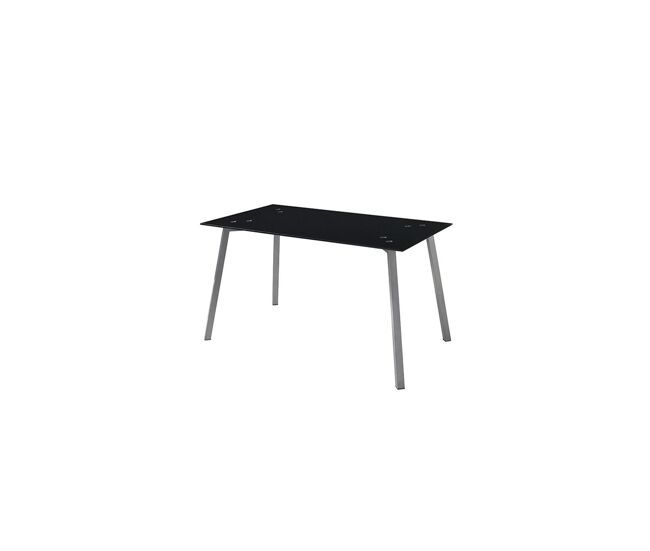 Mesa de Cocina Rectangular - Modelo ALMA - Encimera Cristal - Patas Metal Gris Mate