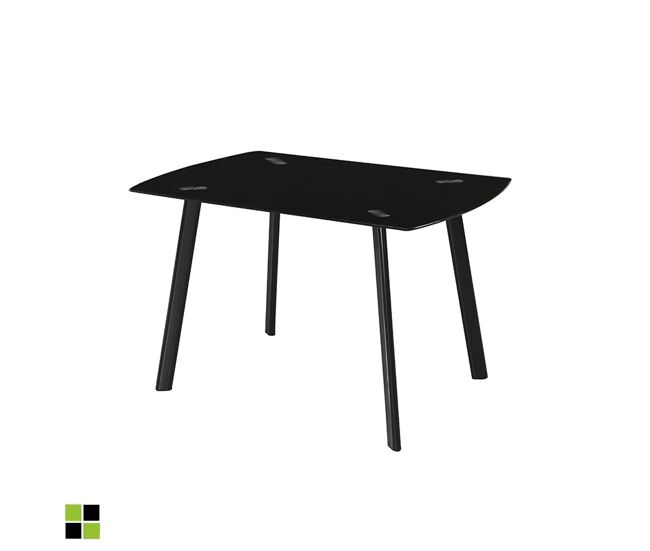 Mesa de Cocina Rectangular Fija - Modelo KARLA - Sobre Vidrio - Patas Metal Negro