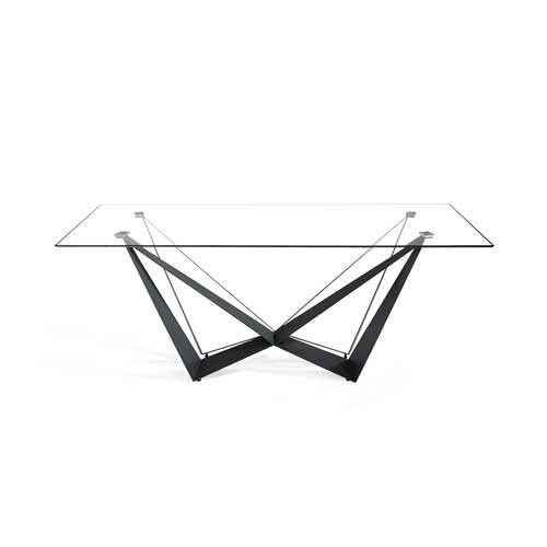 Mesa de Comedor Rectangular - Modelo CALA - Sobre Cristal TR - Estructura Metal Negro MEDIDAS 200 X 100 X 76H CM